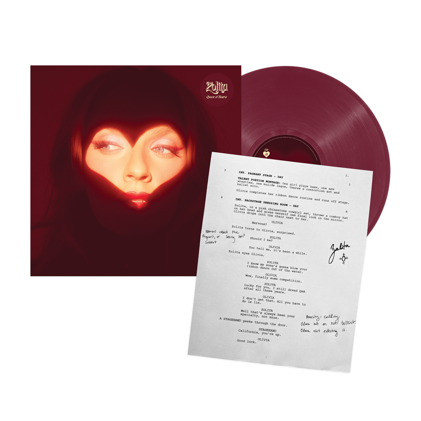 SIGNED Queen of Hearts Vinyl + Signed Script Page Bundle